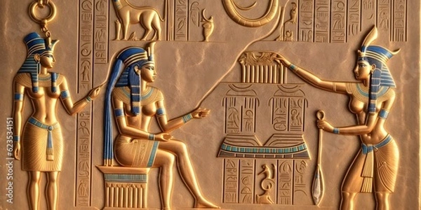 Fototapeta Ancient egyptian hieroglyphics, generative ai