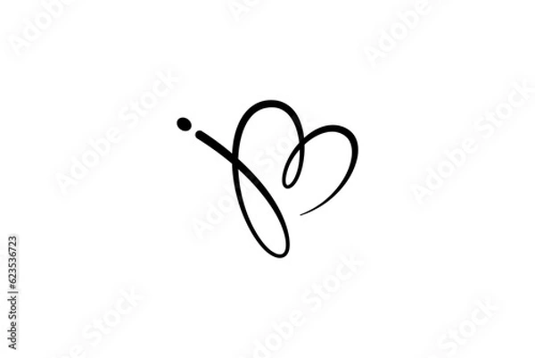 Obraz M letter logo and Heart design combination