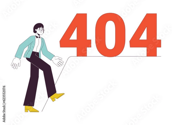 Fototapeta Lack of support in workplace error 404 flash message. Unsupportive work environment. Empty state ui design. Page not found popup cartoon image. Vector flat illustration concept on white background