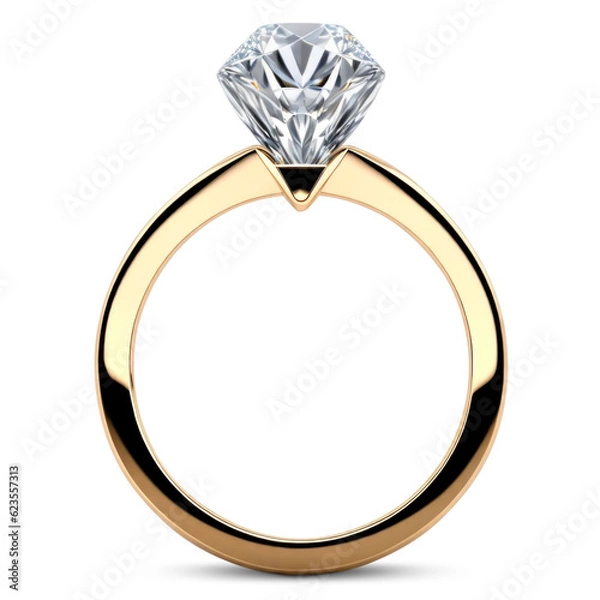 Fototapeta Diamond Gold ring isolated on transparent background. AI Generative