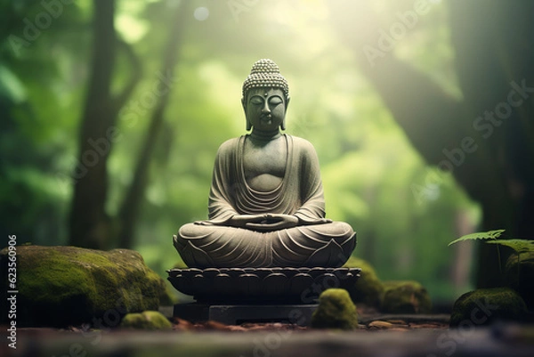 Fototapeta Buddha statue in mediation, generative ai 