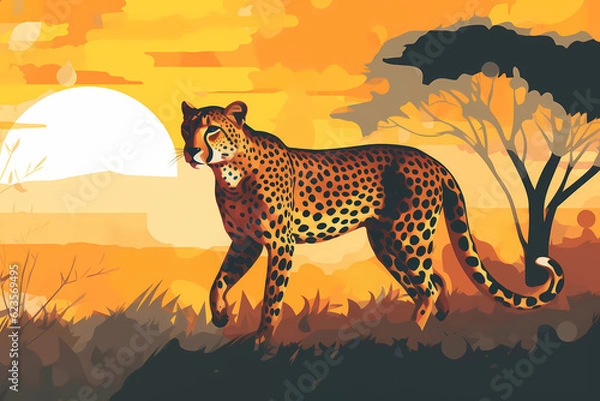 Obraz cheetah in the sunset