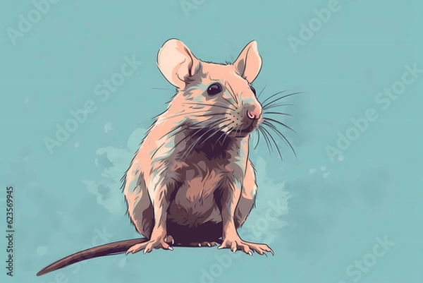 Obraz rat on a blue background