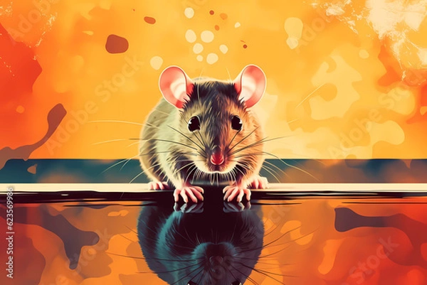 Obraz rat on a yellow background