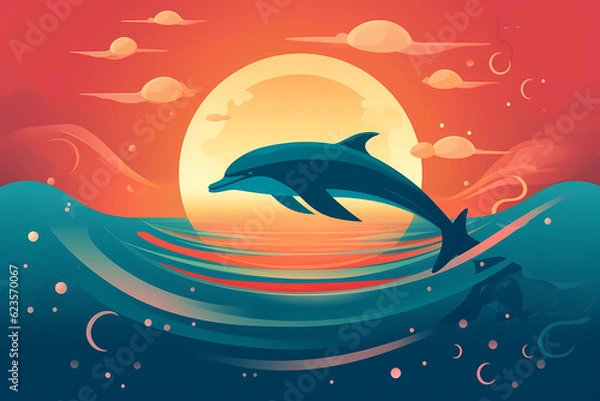 Obraz dolphin and the moon