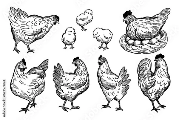 Fototapeta set of chicken