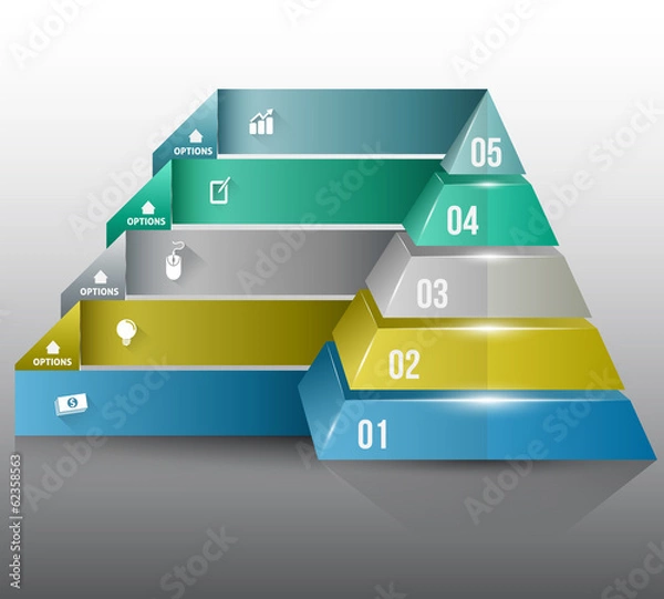 Fototapeta Level options 3d pyramid style