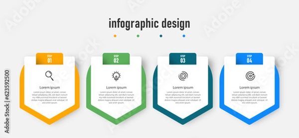 Fototapeta Business infographics template. timeline with 4 steps, options. can be used for workflow diagram, info chart, web design. vector illustration. Premium Vector
