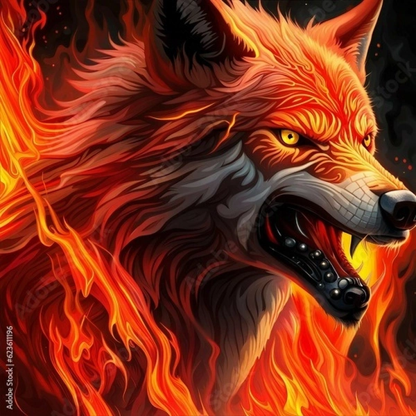 Fototapeta fire wolf