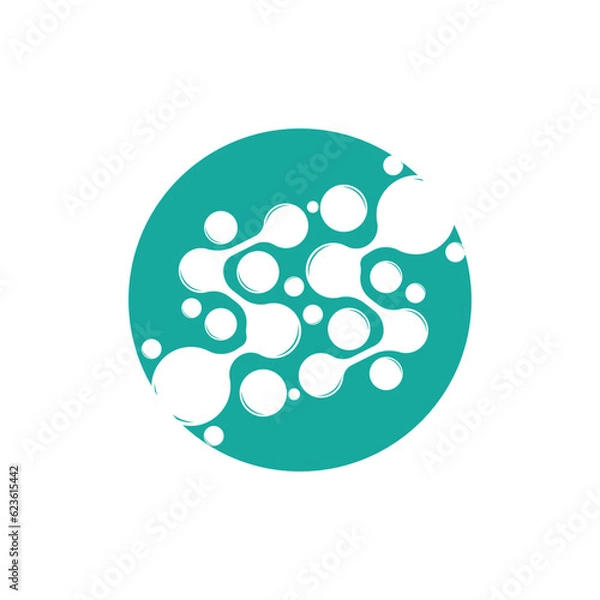 Fototapeta Neuron Logo, Cel Dna Network Vector, And Particle Technology, Simple Illustration Template Design