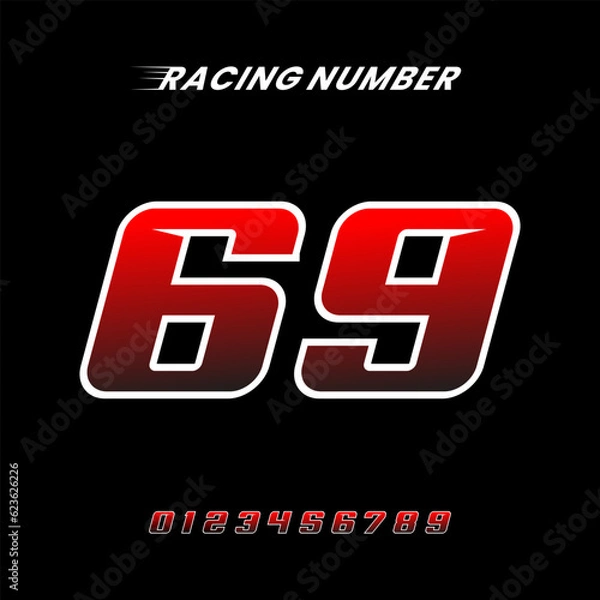 Fototapeta Racing Number 69 Design Vector Template