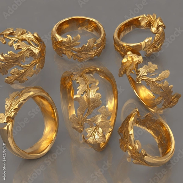 Fototapeta golden wedding rings generated by AI tool