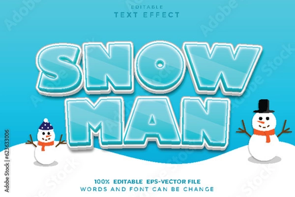 Obraz Snow Man Editable Text Effect 3D Cartoon Style