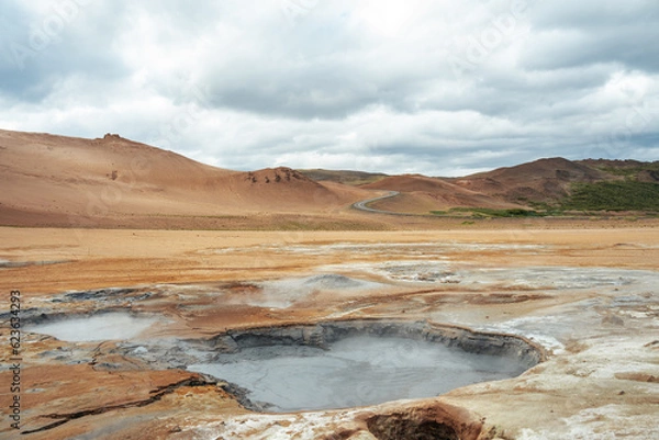 Fototapeta Boiling mud in the geothermal area of Námafjall near Lake Mývatn in Iceland