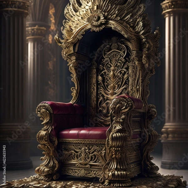 Fototapeta antique armchair with ornaments generated by AI tool