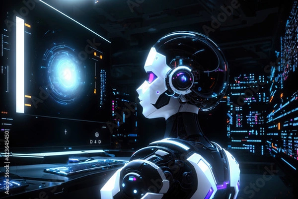 Fototapeta Futuristic Robot Scenarios - Artificial Intelligence Concepts