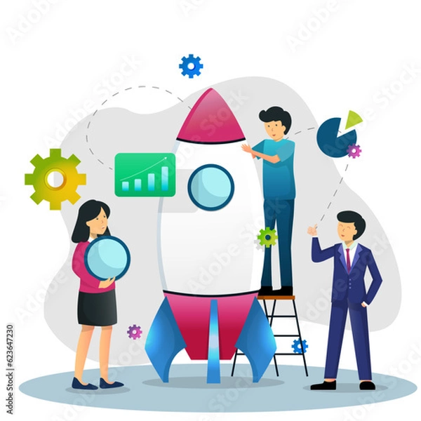 Obraz Startup project development team. Vector design.