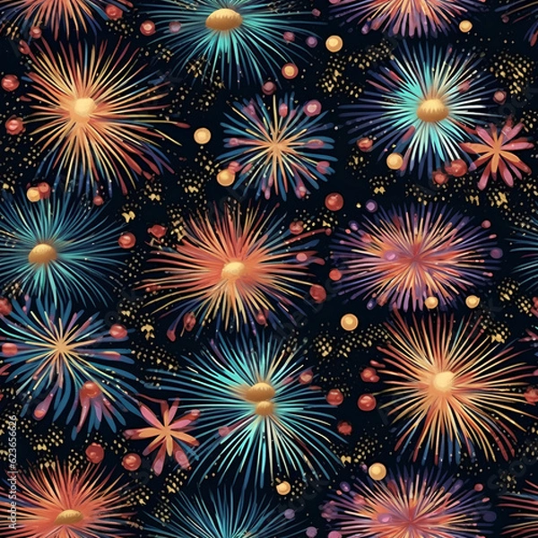 Fototapeta fireworks seamless pattern