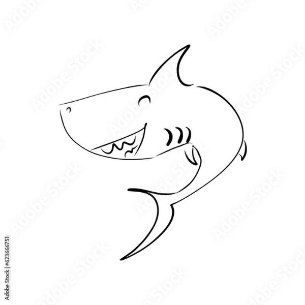 Obraz Shark isolated on white and blue 