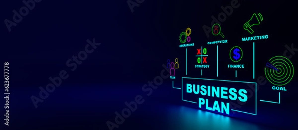 Obraz Business plan concept. Ideal for presentations or projects related to business planning, entrepreneurship, or startups
