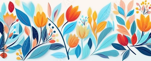 Fototapeta flowers and foliage colorful pattern spring summer background