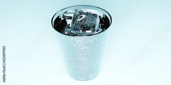 Obraz Water Ice Cup Cold Drink 3dcg
