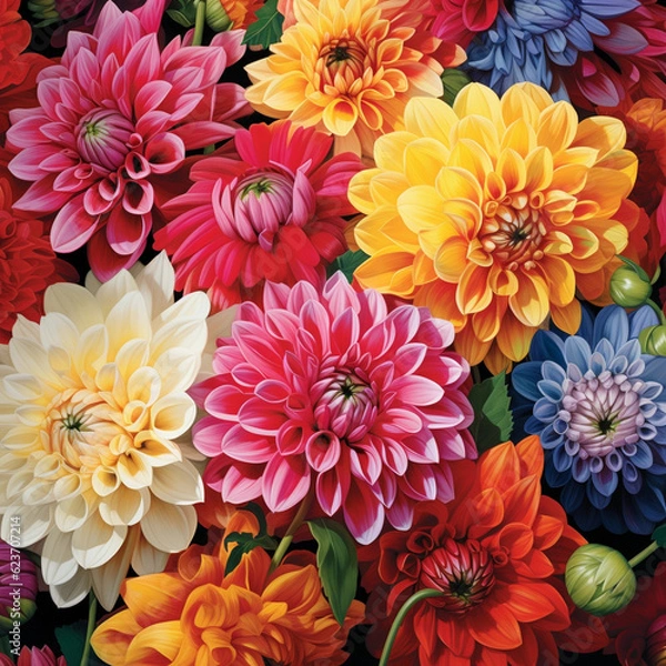 Fototapeta Nature's Paintbrush: A Field Alive with Colorful Blooms
