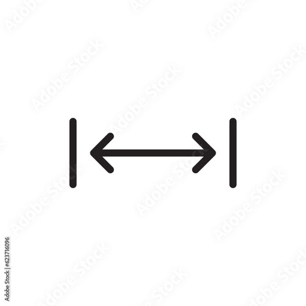 Fototapeta Distance vector icon. Social distance measure flat sign design. Distance dimension symbol pictogram. UX UI icon. Size icon