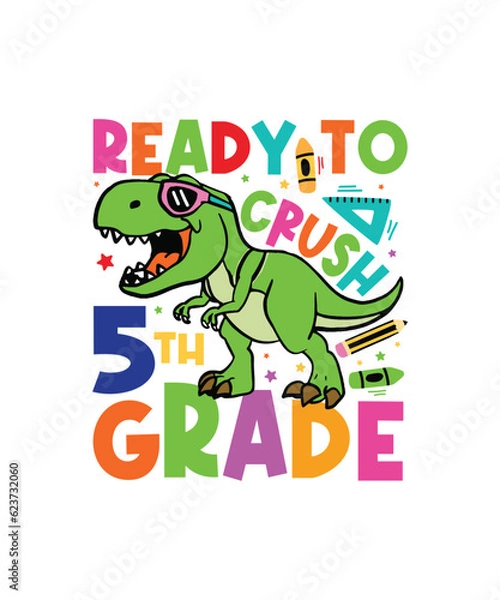 Fototapeta Crushed 5th grade of school svg design, back to school, kindergartens svg, pre k funny kids