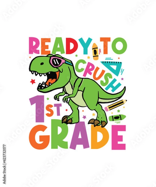 Fototapeta Crushed 1st grade of school svg design, back to school, kindergartens svg, pre k funny kids