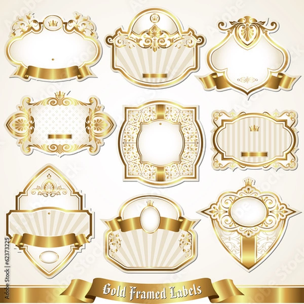 Obraz White gold-framed labels set 3