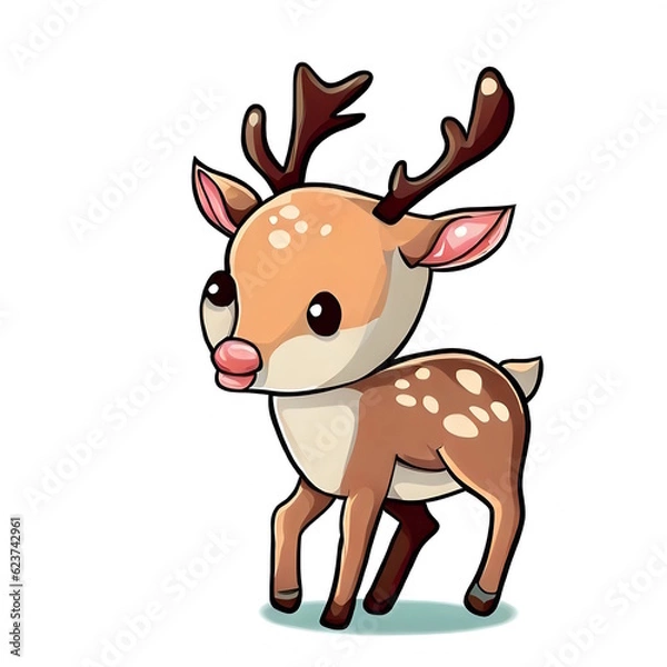 Fototapeta Deer cartoon illustration art color with a transparent background generative AI.