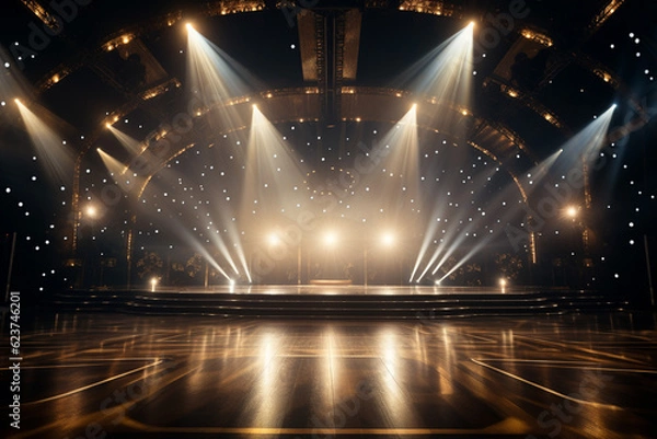 Fototapeta スポットライトが当たる豪華なステージ：AI生成画像