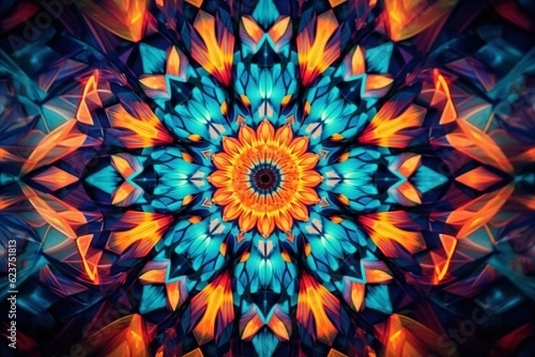 Obraz Macro shot of a vividly colored kaleidoscope pattern