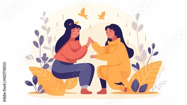 Fototapeta  Friends enjoying, Friendship day flat vector