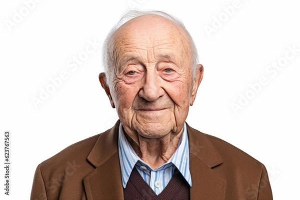 Obraz Portrait of an old man on a white background. Isolated.