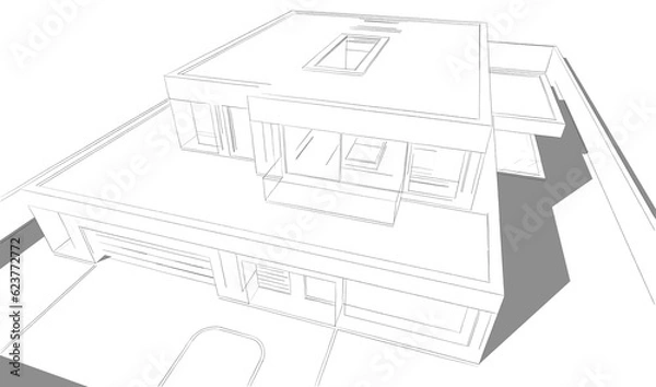 Fototapeta  architectural drawing 3d illustration 