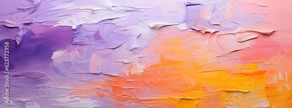 Obraz Close-up of abstract rough colorful multicolored art painting texture, with oil brushstrokes and palette knife paint on canvas (Generative Ai)
