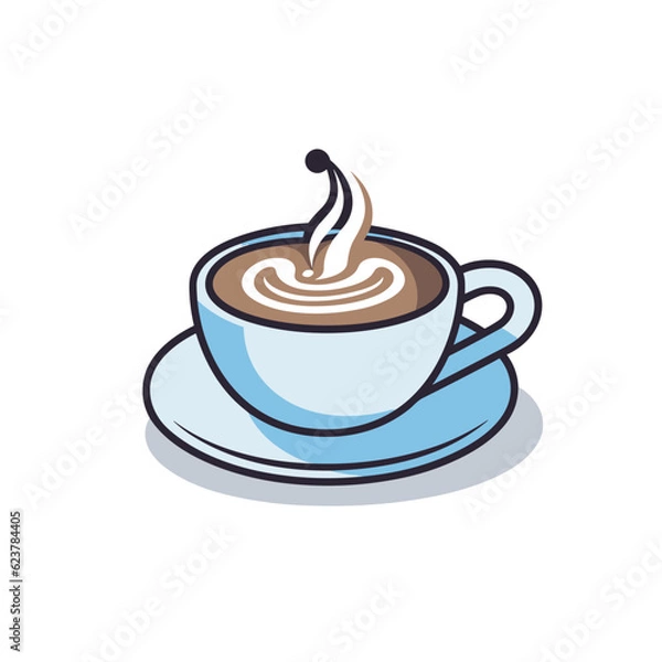 Fototapeta Vector of a flat icon vector of a cup of coffee on a saucer