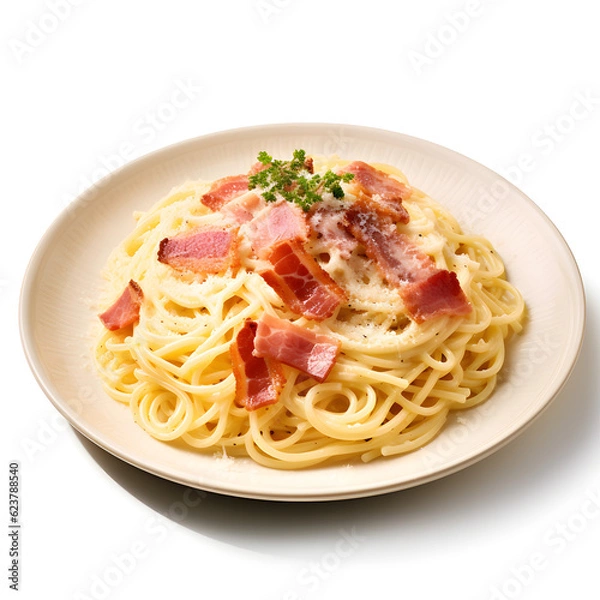 Fototapeta Ultra-Realistic AI Generated Plate of spaghetti carbonara Image Perfect for Cooking Blogs and Websites