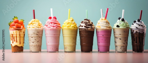 Obraz Various colorful fresh milkshake background