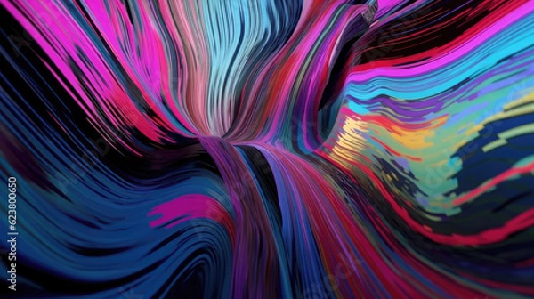 Obraz Colourful rainbow abstract artwork, a cursive bright-coloured mountain.