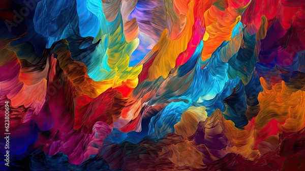 Obraz Colourful rainbow abstract artwork, a cursive bright-coloured mountain.