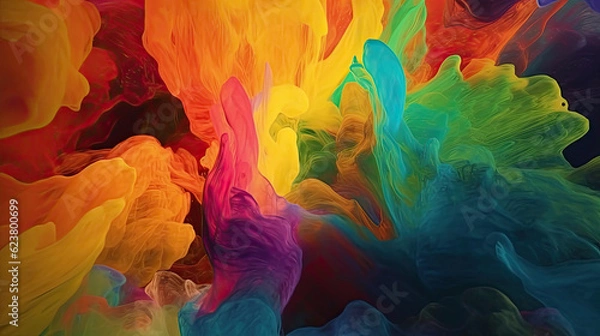 Obraz Colourful rainbow abstract artwork, a cursive bright-coloured mountain.