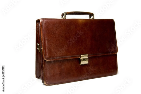 Fototapeta Brown driefcase isolated on the white background