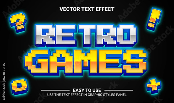 Obraz 3d retro game editable text effect