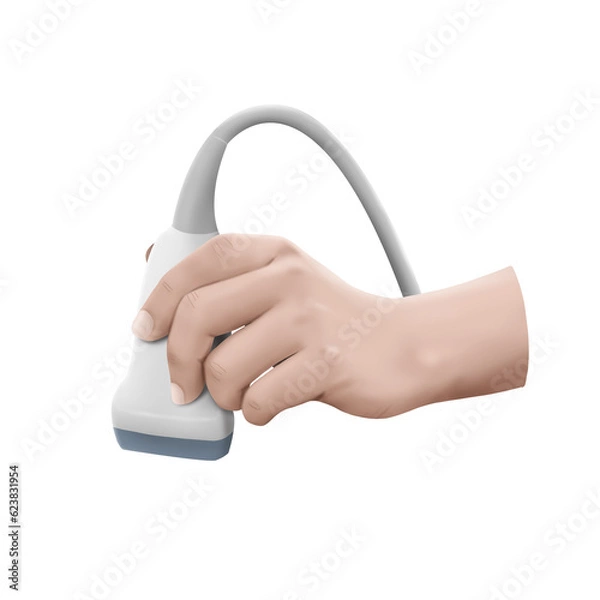 Obraz 초음파 프로브 설명하는 메디컬일러스트