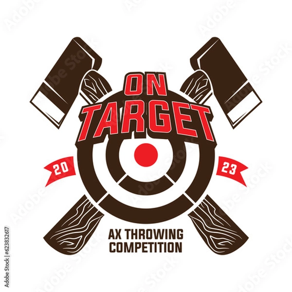 Obraz Axe throwing vector illustration logo design