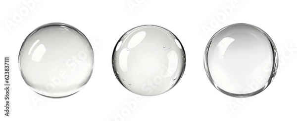 Fototapeta Set of water droplets isolated on transparent or white background, png