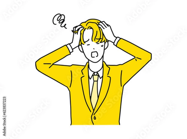 Obraz 頭を抱えて悩む男性・ビジネスマン
